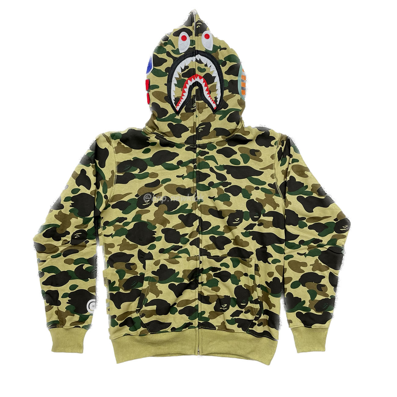 Bape Ladies 1st Camo Boa Shark Hoodie Green (1) - www.newkick.vip